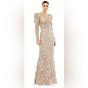 PUFF SHOULDER SEQUINED SURPLICE GOWN Size 2